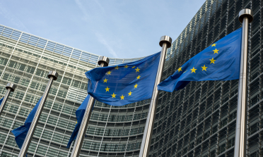 The European Union flag outside the European Commission building