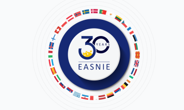 EASNIE's 30th anniversary logo surrounded by the flags of the 32 EASNIE member countries