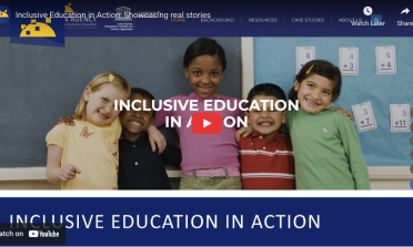 Landing page of the IEA website showing five children with their arms round each other, smiling